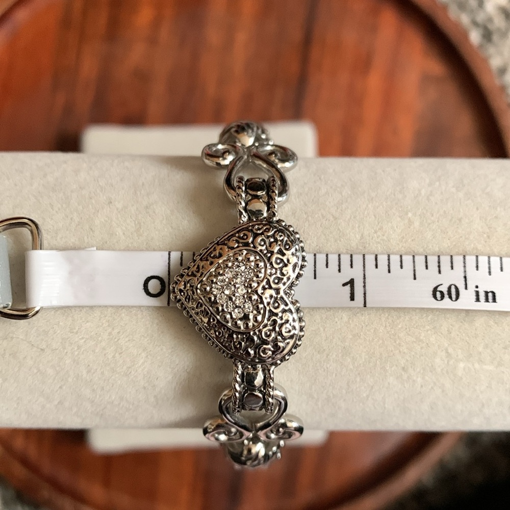 Lia Sophia silver tone rhinestone heart bracelet - Picture 7 of 8